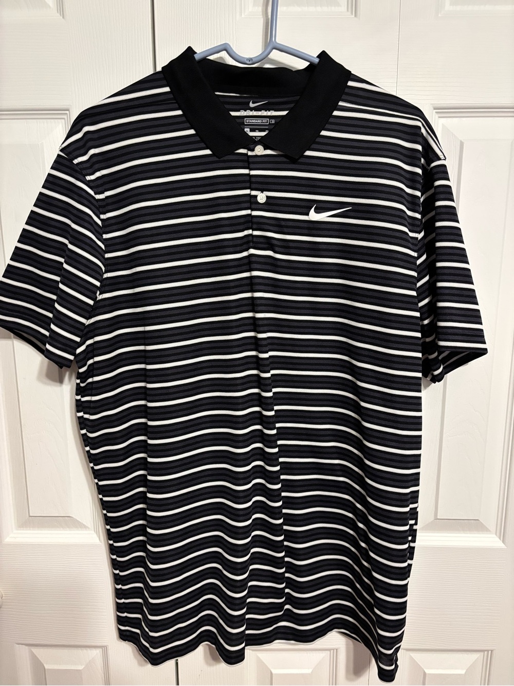 Nike Men’s Black and White Striped Polo
